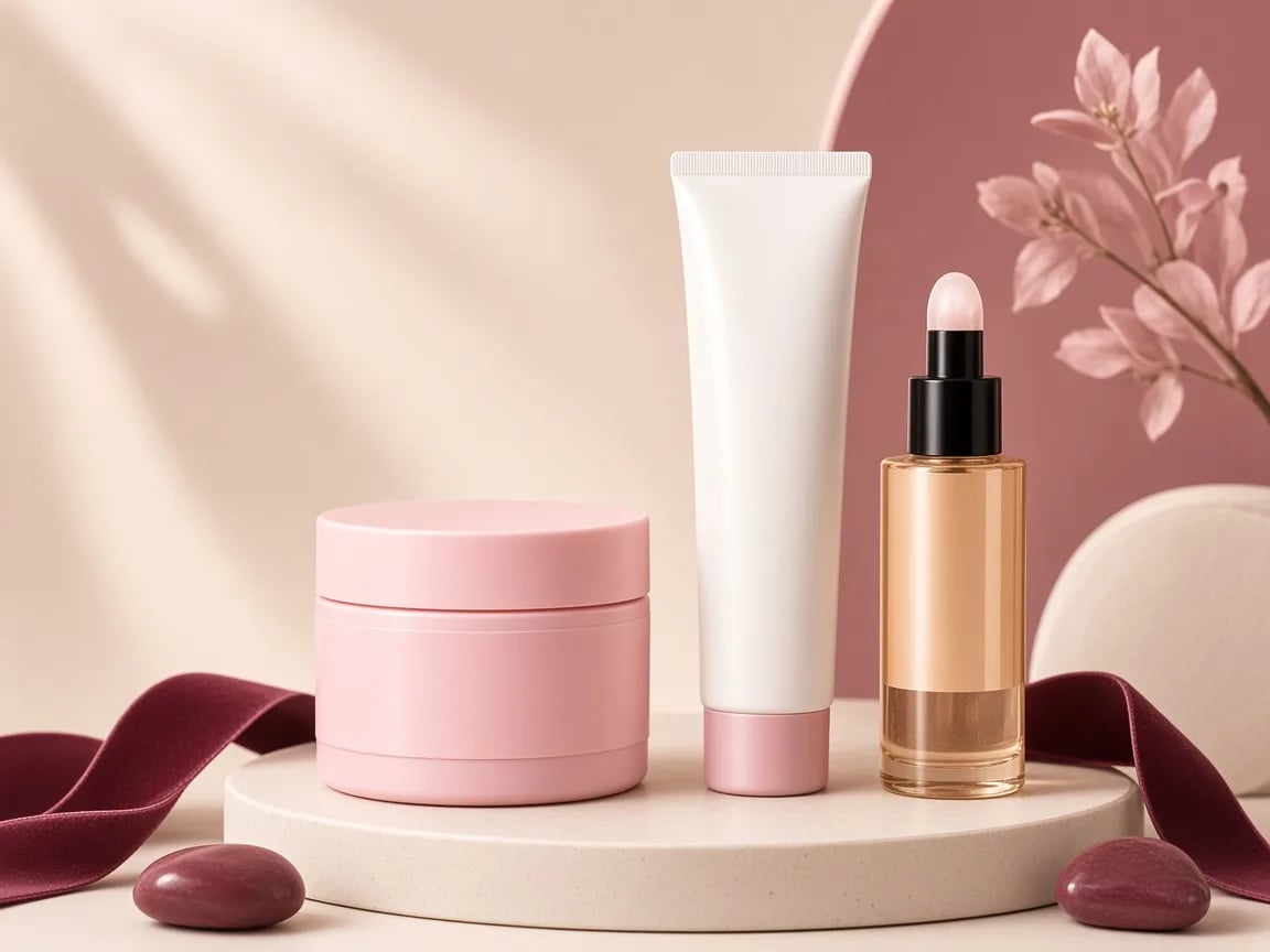 Soins du visage : sérums et crèmes en photographie premium
